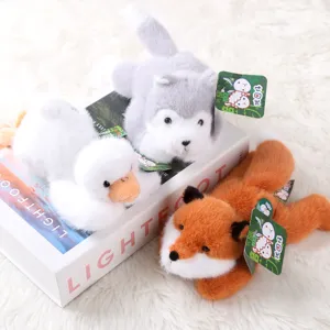 Cute lying plush toys set featuring cute duck husky and fox stuffed animals for gift.