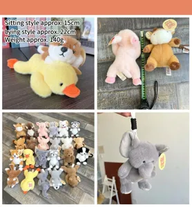 Wholesale cute palm plush toy pendants, various animal dolls like dog duck cow and elephant.