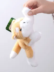 Cute orange and white plush toy dangling doll, soft stuffed animal for stress relief gift.