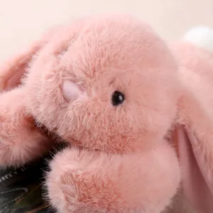 Morbido peluche coniglio rosa con orecchie lunghe, animale di peluche soffice per bambini.