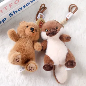 Cute plush bear and platypus bag pendant keychain soft stuffed animal toy gift