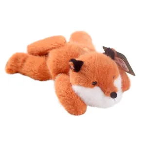 Cute orange plush fox toy, soft stuffed animal lying doll, children companion gift.