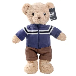 Plush teddy bear toy cute stuffed animal with knitted cardigan and trousers gift kids