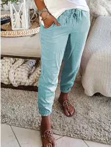 Women casual drawstring joggers solid color elastic waist pocket pants comfortable daily wear