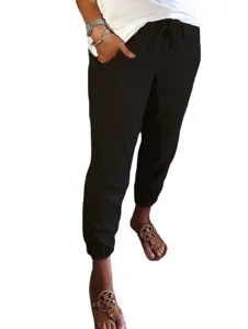 Women's Casual Drawstring Jogger Pants Solid Color Elastic Waist Comfy Athletic Sweatpants