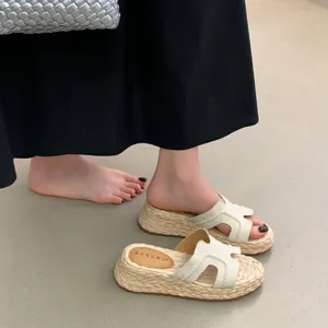 Damen Sommer Keil Espadrilles Sandalen dicke Plateau offene Zehe Pantoletten schick