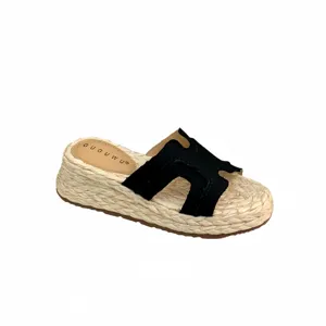 Femmes sandales compensees paille tresses plate-forme ete chaussures mules de plage chic