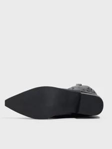 Stivali da donna punta occidentale tacco largo suola dettaglio nero taglia 40 moda