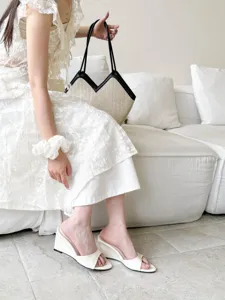 Stylish open toe wedge high heels for women, chic summer slip-on fashion sandals.