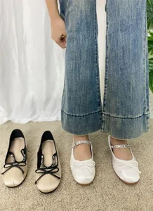 Donna ballerine Mary Jane basse raso fiocco strass dettaglio scarpe casual paio