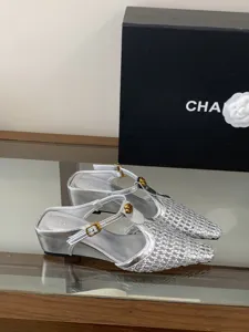 Mules platees tejidas de tacón bajo, zapatos de mujer puntiagudos estilo casual.