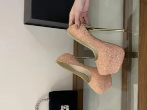 Glitter platform high heels women sexy stiletto pumps sparkly party club shoes 16cm heel
