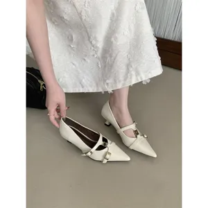 Chic French retro pointed toe kitten heels pumps women elegant comfortable work shoes