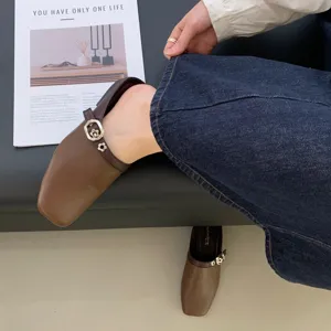 Retro square toe mary jane shoes women low heel fashion casual footwear comfortable daily wear