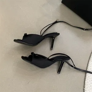 Französische Damen Stiletto High Heel Sandalen Schleife Riemchen offene Zehen Schuhe Sommer