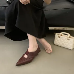Zapatos planos puntiagudos estilo vintage coreano y frances versatiles elegantes para diario