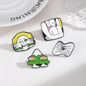 Creative artistic expression alloy brooch set with big eyes and funny faces for fashion decor