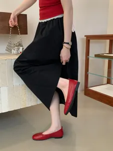 Women red flat Mary Jane shoes retro soft sole casual footwear for daily wear and vintage style.