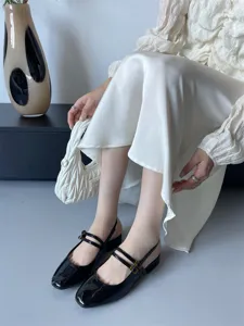2024 automne nouvelles femmes talon epais bout carre sandales slingback mode chaussures