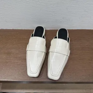 Donne mules basse punta quadrata bianche scarpe mocassini casual estive moda