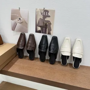 Mules donna punta quadrata mocassini piatti stile old money scarpe eleganti estate