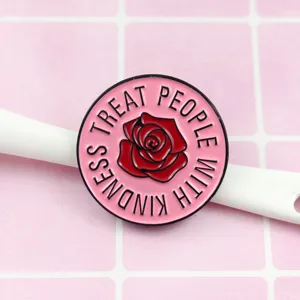 Creative Alloy Enamel Rose Brooch Pin Round Slogan Badge For Clothes Denim Jacket Bag Hat Decoration Gift Jewelry
