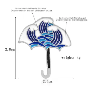 Spilla ombrello onda smalto elegante, accessorio di gioielli in lega creativa per stile.