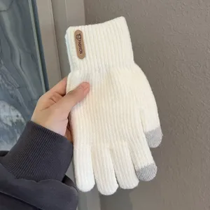 Guanti Invernali Caldi Lavorati a Maglia Touchscreen da Donna Fodera in Pile Ispessita Ciclismo Esterno Guanti Termici