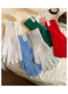 Warme Strickhandschuhe für Damen, dicke gefütterte Thermohandschuhe im praktischen Fünffinger-Design.
