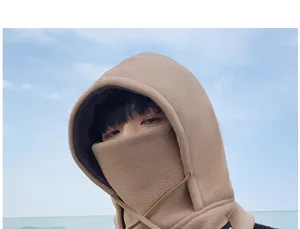 Thickened fleece balaclava cycling face mask windproof warm winter hood hat for men outdoor