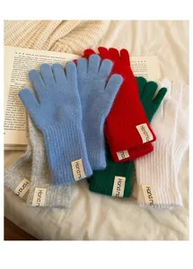 Warme kuschelige Strickhandschuhe weich Winter dicke Kaninchenfell Fäustlinge Accessoires