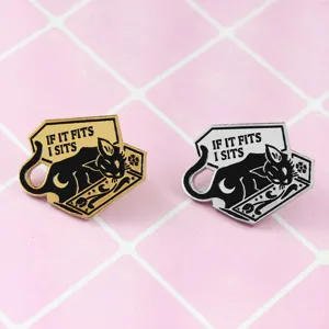 Cute black cat enamel pin gothic coffin brooch badge fun fashion accessories for clothes