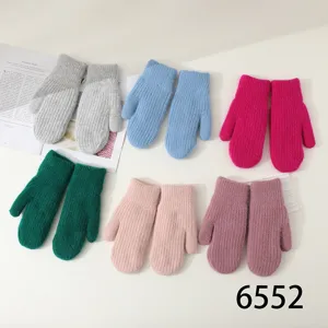 Winter warm knitted mittens in multiple colors, thick cozy fleece-lined thermal gloves.