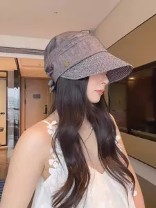 Women Straw Bucket Hat Summer Sun Protection Foldable Pleated Beach Cap Casual Outdoor
