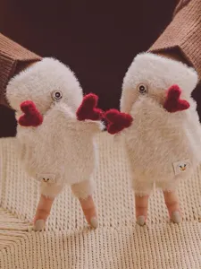 Guanti soffici senza dita carini con cuore e occhi di bambola, caldi guanti invernali.