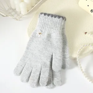 Guanti touch screen in maglia da donna inverno spessi caldi carini lana dettaglio