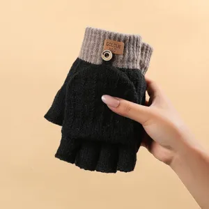 Winter warm knitted convertible half-finger gloves stylish thermal outdoor cold weather