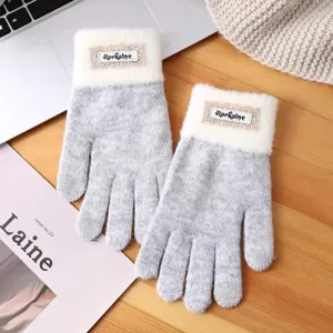 Women winter knit gloves fleece lined warm touch screen winter gloves cozy pair warm