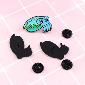 Cute cartoon cuttlefish enamel pin metal brooch badge for custom backpack clothing accessories