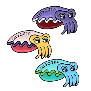 Cute anime cuttlefish enamel pin set creative cartoon marine animal brooch jewelry badge