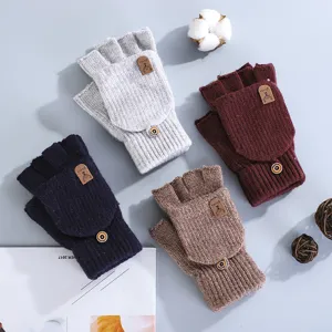 Guanti Termici Invernali Lavorati A Maglia Mezzo Dito Unisex Copertura Tastiera
