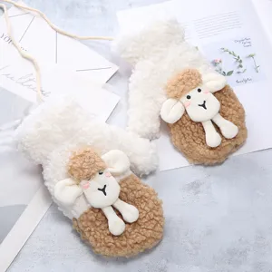 Moffole invernali in morbido peluche da donna, simpatico design di pecora, calde e foderate.
