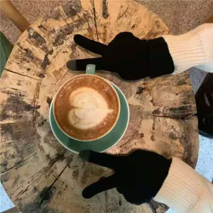 Knitted winter warm gloves with touchscreen fingertips, thick fleece lining for cold weather.
