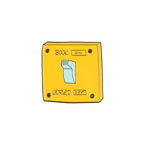Cute creative switch enamel pin badge funny yellow book on world off clothing decoration item