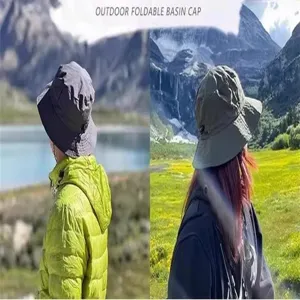 Outdoor foldable bucket hat, solid color quick dry sun protection hiking hat for men and women.