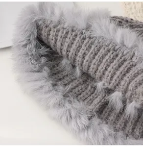 Cappello di peluche in maglia di pelliccia di coniglio grigio autunno inverno spesso caldo morbido