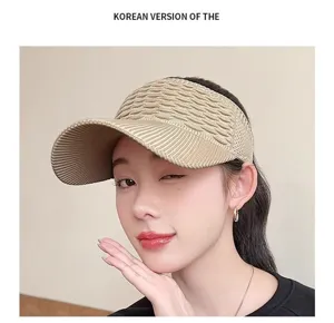 Chapeau visière de soleil vide en tricot d'été pour femmes élégant, sport extérieur respirant.