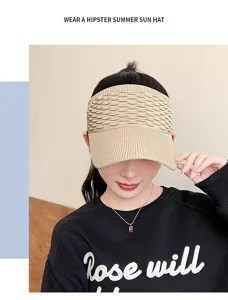 Chapeau de soleil vide en tricot pour femmes été plein air sport visière anti-uv