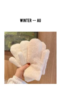 Winter pluche warme wanten voor heren en dames, verdikte pluizige paar handschoenen.