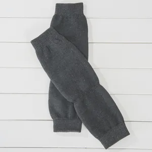 Calentadores de piernas de punto gris oscuro, rodilleras termicas gruesas para invierno.